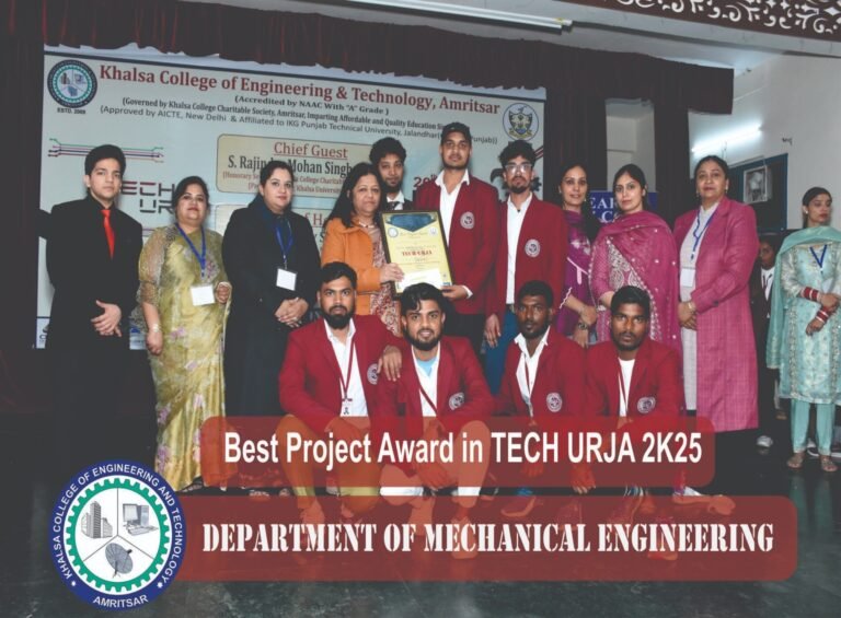 🏆 Mechanical Department wins Best Project Award, Tech Urja 2025